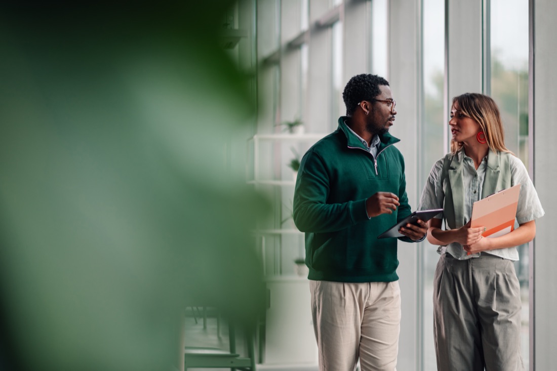 A trustee in conversation with a client